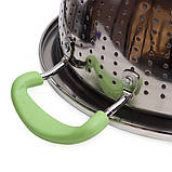 Друшляк з нержавіючої сталі Kamille KM-4358 Фіолетовий 24см Друшляк з двома силіконовими ручками, фото 8