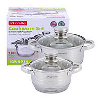 Набір каструль з нержавіючої сталі Kamille KM-4914 4 предмети Набір каструль для індукції та газу