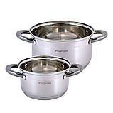 Набір каструль Kamille з нержавіючої сталі 4 предмета для індукції і газу (1.5 л, 3.0 л) KM-4925, фото 4