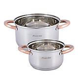 Набір каструль з нержавіючої сталі Kamille KM-4935 4 предмети Комплект каструль з кришкою Каструлі для дому, фото 2
