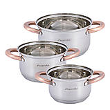 Набір каструль з нержавіючої сталі Kamille KM-4936 6 предметів Каструлі для індукції та газової плити, фото 2