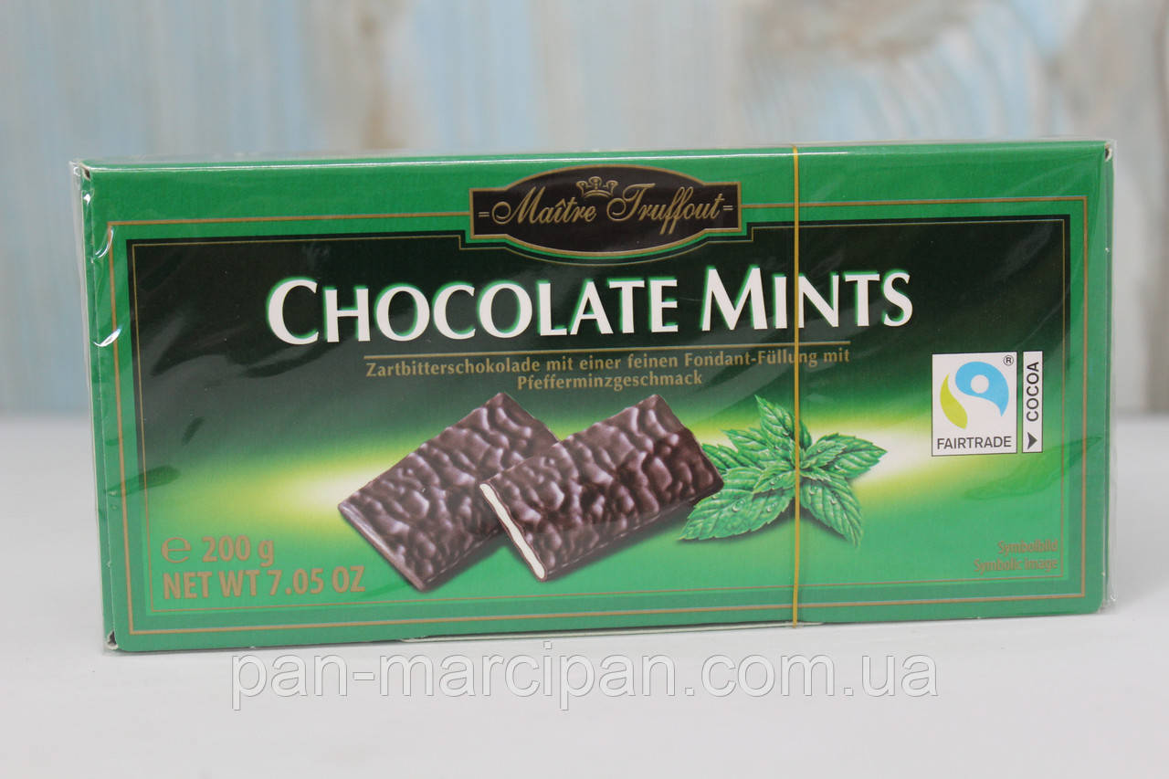 Шоколадні пластинки з м'ятною начинкою Maitre Truffout Chocolate Mints 200г, фото 1