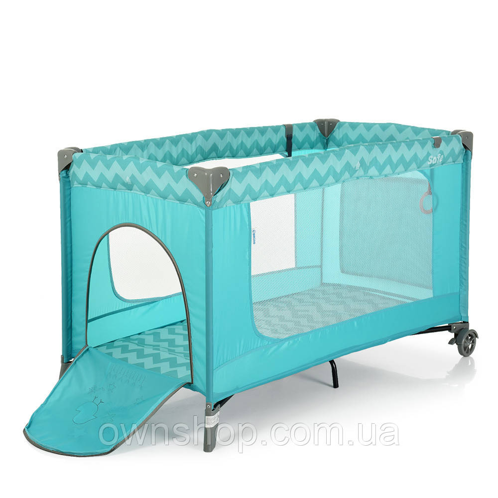 Манеж-ліжечко для малюків ME 1016 SAFE MINT ZIGZAG