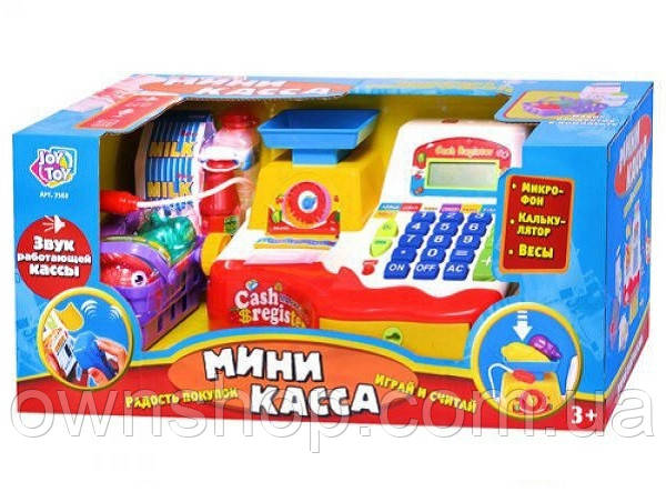Іграшковий касовий апарат — калькулятор, ваги, мікрофон, продукти 7162 7Т, фото 1