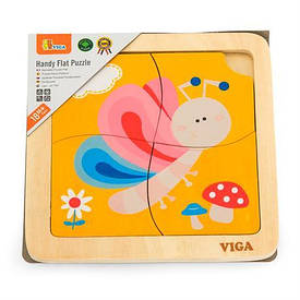 Дерев'яний мініпазл Viga Toys Метелик, 4 деталі (50136)