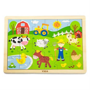 Дерев'яний пазл Viga Toys Ферма, 24 деталі (50197), фото 3