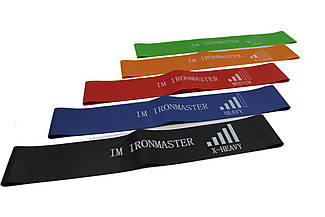 Гумки для фітнесу Ironmaster. Набір 5 шт. + чохол, фітнес-гумки, гумові петлі, еспандер-кільце, еспандер
