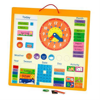 Магнітний календар Viga Toys з годинником, англійською мовою (50377), фото 1