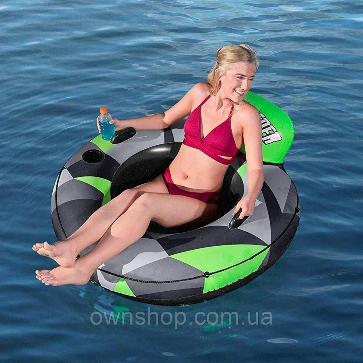 Надувний круг-тюбінг Rugged Rider, серія «Sports», Ø135 см, Bestway 43280, з ручками та підсклянником