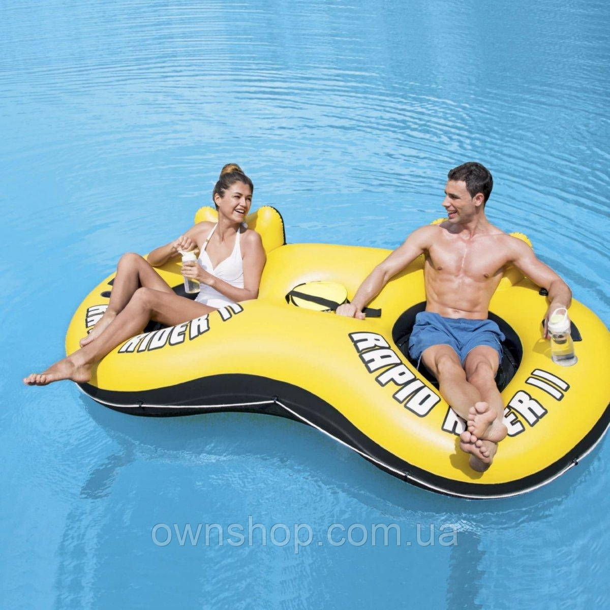 Надувне двомісне коло Bestway 43113 «Rapid Rider», серія «Sports», 259*135 см,з ручками і підсклянником