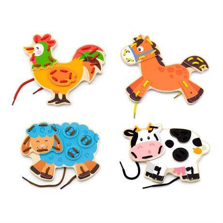 Дерев'яна шнурівка Viga Toys Фермерські звірята (51325), фото 1