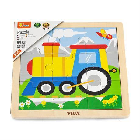 Пазл дерев'яний Viga Toys Паровоз 9 деталей (51446), фото 1