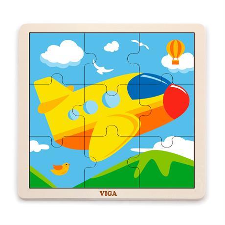 Дерев'яний пазл Viga Toys Літак 9 деталей (51447)