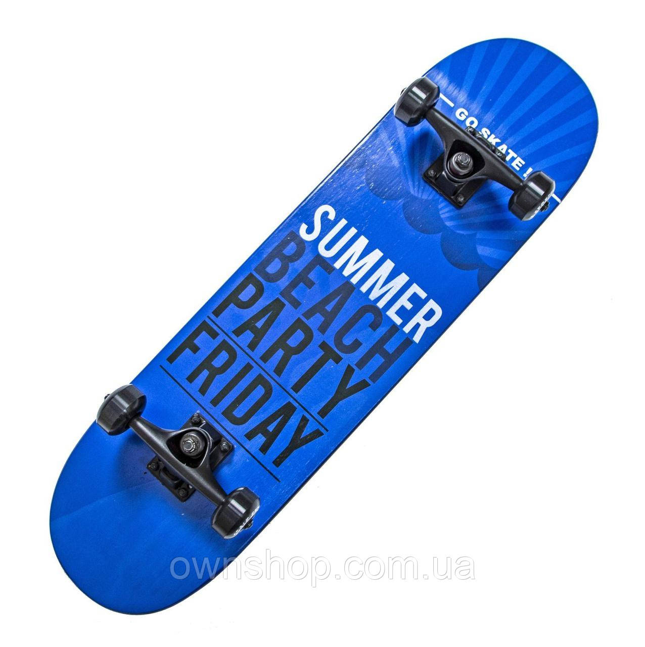 Дерев'яний скейтборд "Scale Sports SUMMER", чорний, 79*20 см, фото 1