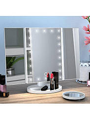 Дзеркало з підсвіткою  Magic Make Up Mirror, потрійне, біле