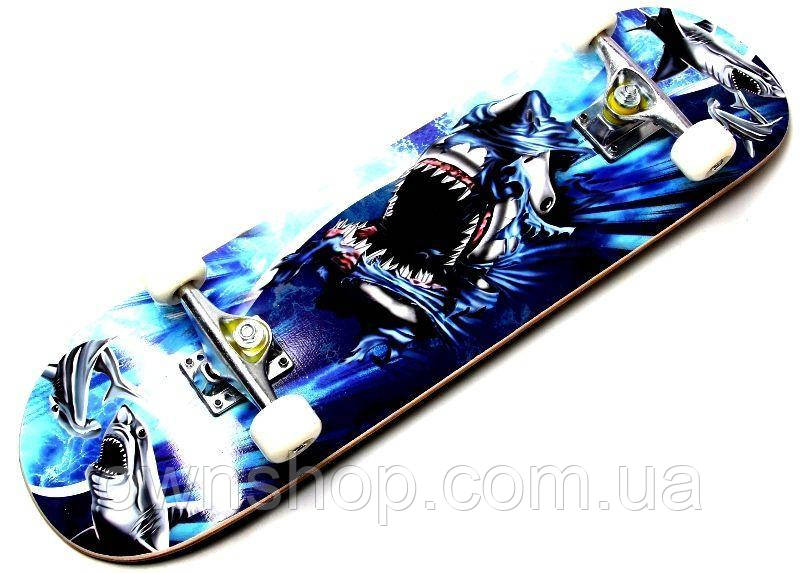 Дерев'яний скейтборд (7 шарів канадського клена) "Cool Shark", 78*20 см, фото 1