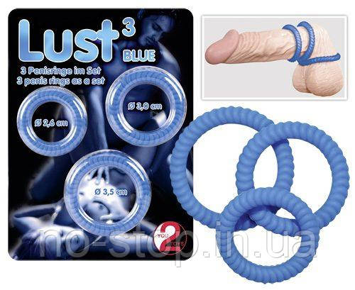 Ерекційні кільця Lust 3 Blue, фото 1