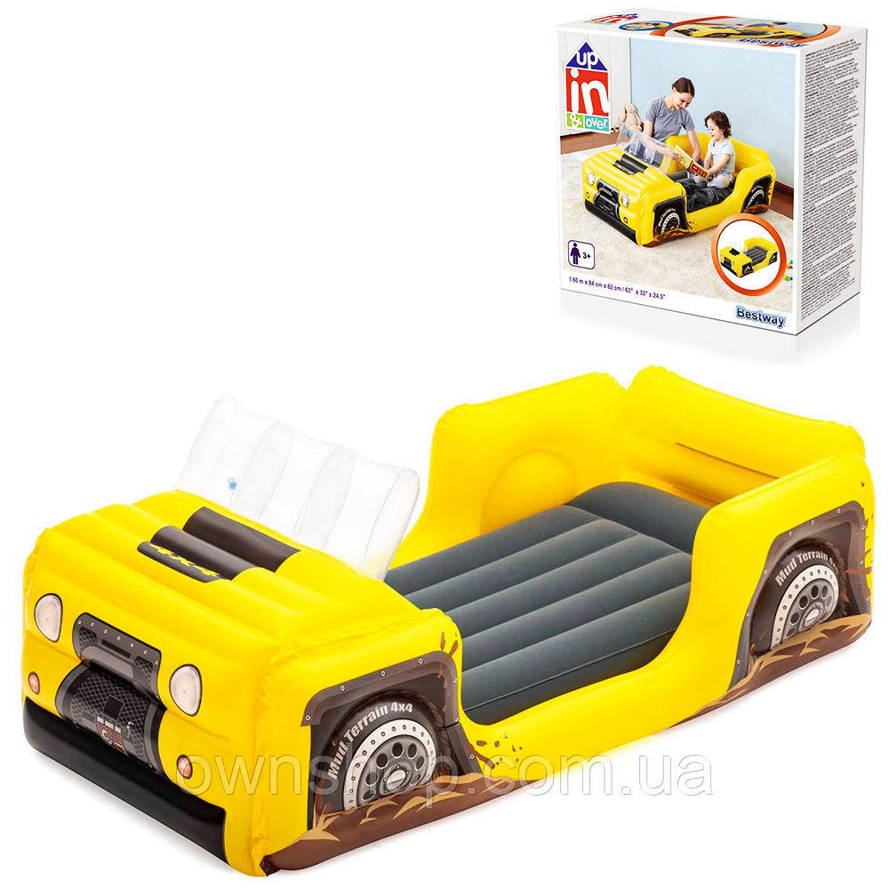 Дитяче односпальне надувне ліжко 160*84*58 см Bestway 67714 "Джип" з насосом, фото 1