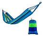 Гамак мексиканський бавовняний 800*1800 мм з поперечними планками (400 мм) у чохлі, синій, фото 4