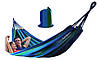 Гамак мексиканський бавовняний 800*1800 мм з поперечними планками (400 мм) у чохлі, синій, фото 3