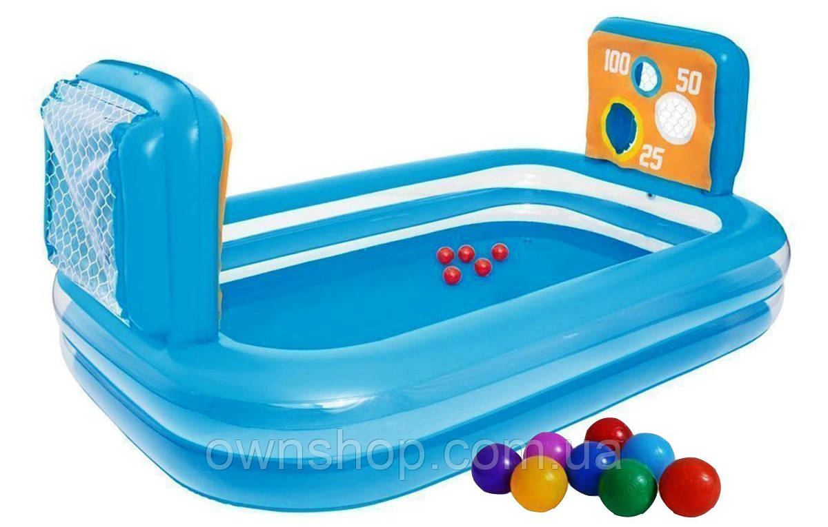 Дитячий надувний ігровий басейн із мішенню і кульками, 237*152*94 см, Bestway 54170, фото 1