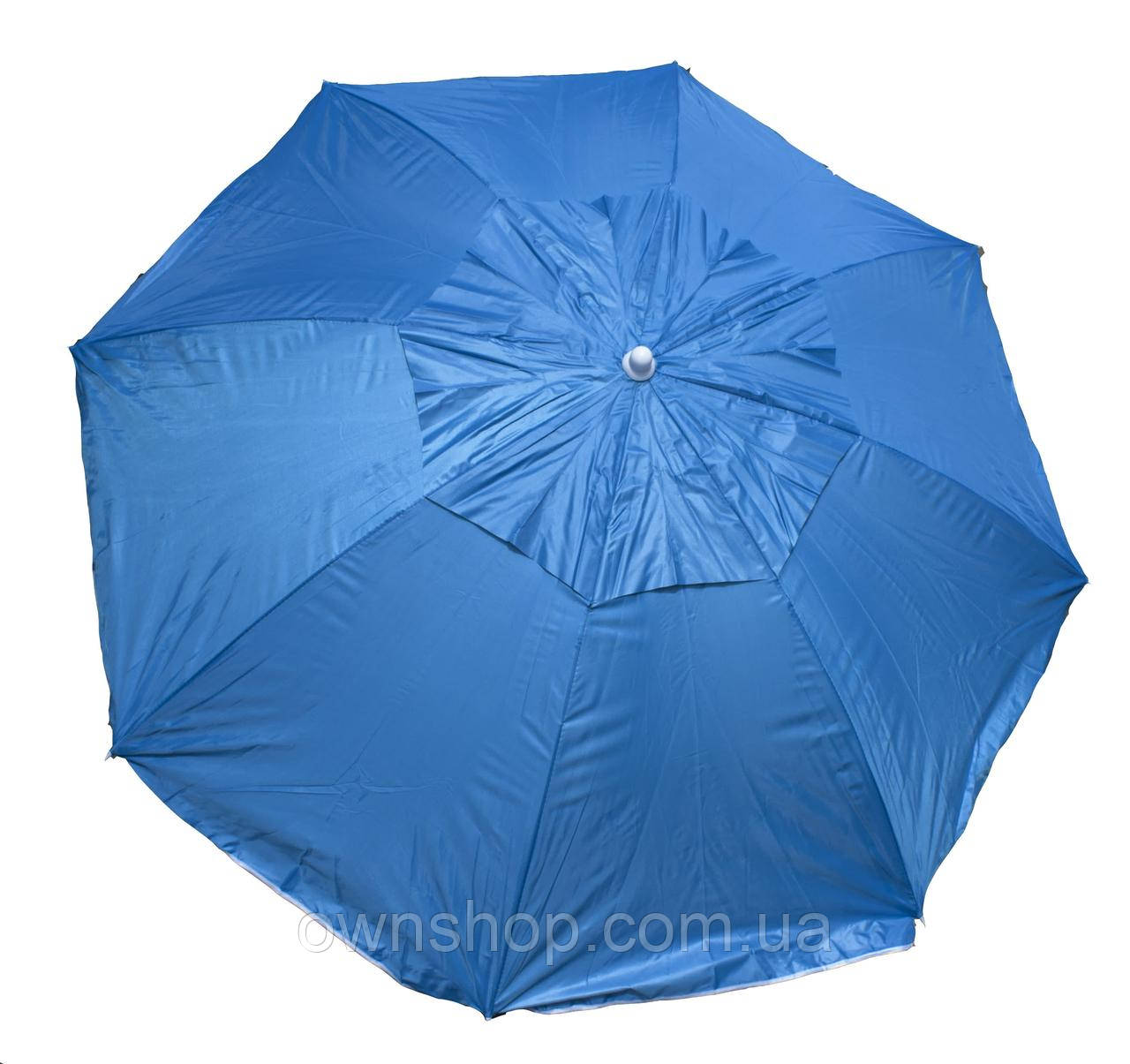 Пляжна парасолька 1,6 м із нахилом, чохол, блакитна, фото 1