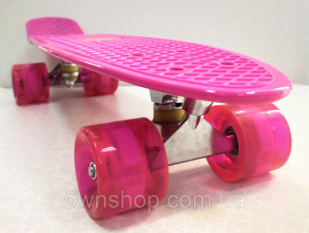 Пенніборд Pink 22" Extreme SC20423. Колеса, що світяться!, фото 1