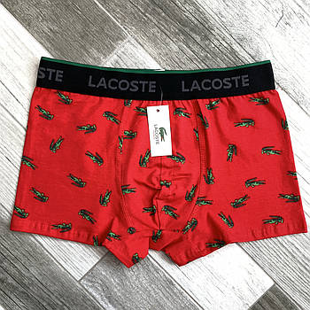 Труси чоловічі боксери бавовна Lacoste 02, червоні, розмір 3XL (52-54), 09216