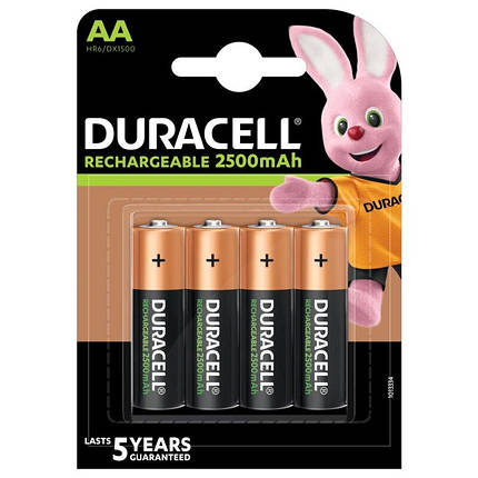 Аккумулятор Duracell Recharge Turbo DX1500, AA/(HR6), 2500 mAh, LSD Ni-MH, блистер 4шт, фото 1
