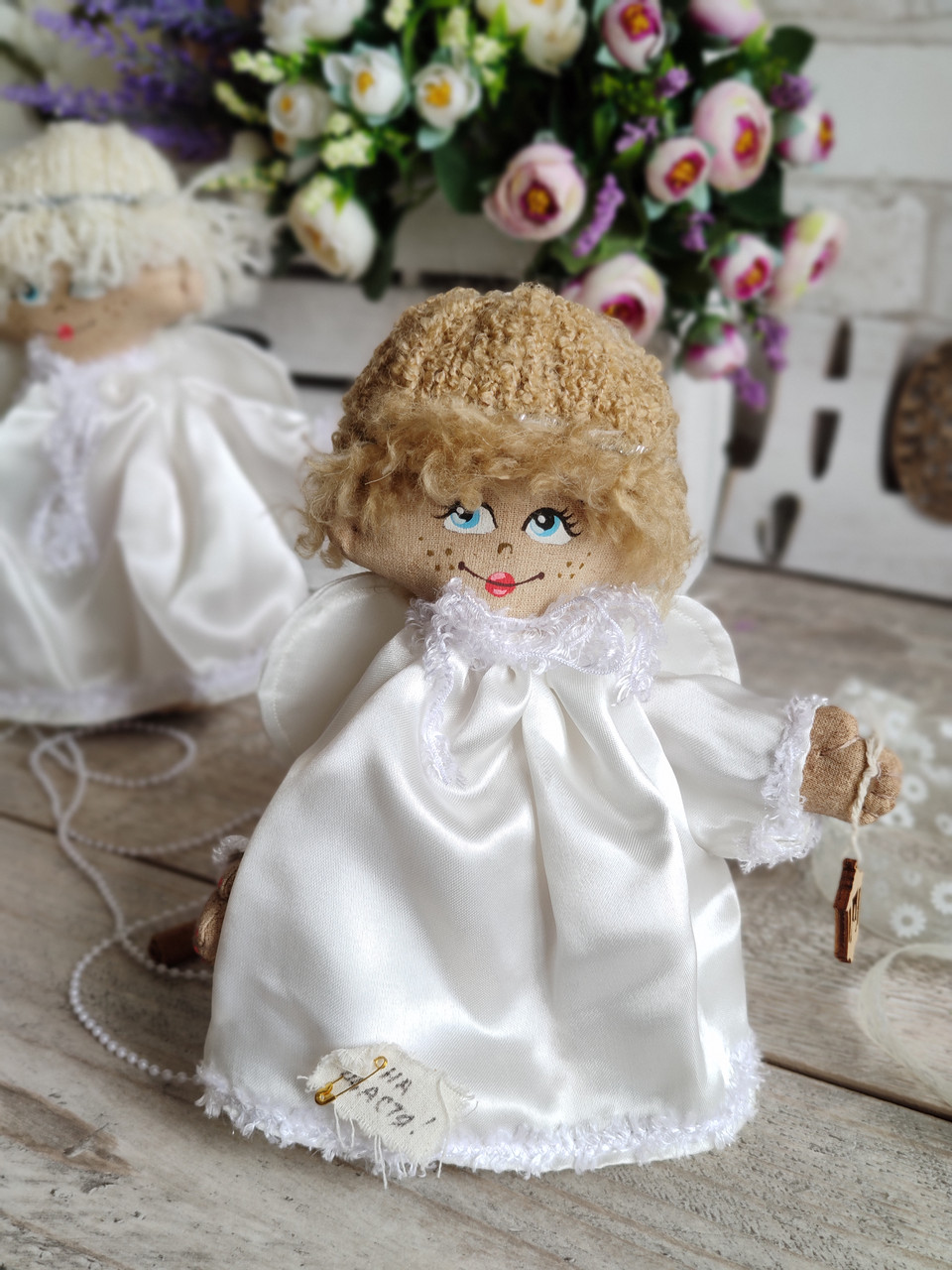 Янголятко "На щастя" з ліхтариком, авторська робота, 22см 220\190 (ціна за 1 ангела + 30 гр.), фото 1