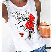 Майка біла літня з малюнком