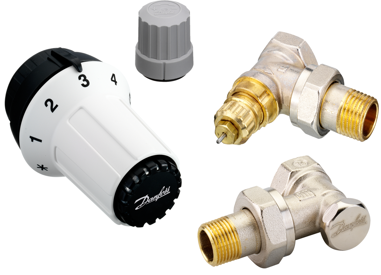 Комплект для підкл потрійний RAS-C+RA-FN+RLV-S 1/2" кутовий без попереднього налаштування Danfoss