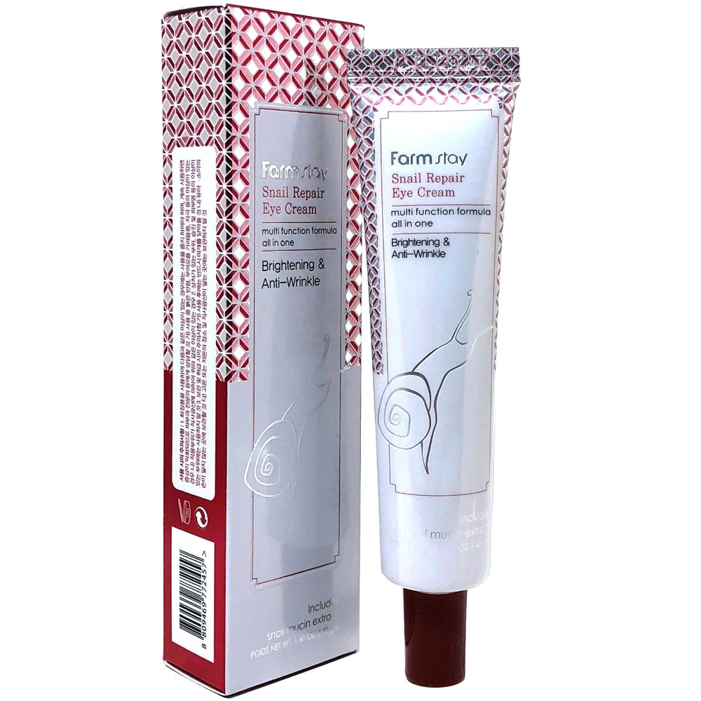 Відновлювальний крем для шкіри навколо очей з муцином равлика Farmstay Snail Repair Eye Cream 40 мл, фото 1
