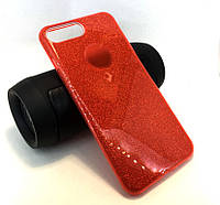 Чехол для iPhone 7, 8 Plus накладка бампер противоударный силиконовый glitter красный