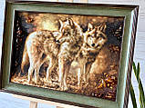 Картина з бурштину Пара вовків, картина з бурштину Пара вовків, фото 3