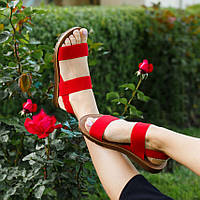36 р Красные босоножки шлепки тапки женские сандалии на резинке червоні босоніжки шльопанці тапки сандалі