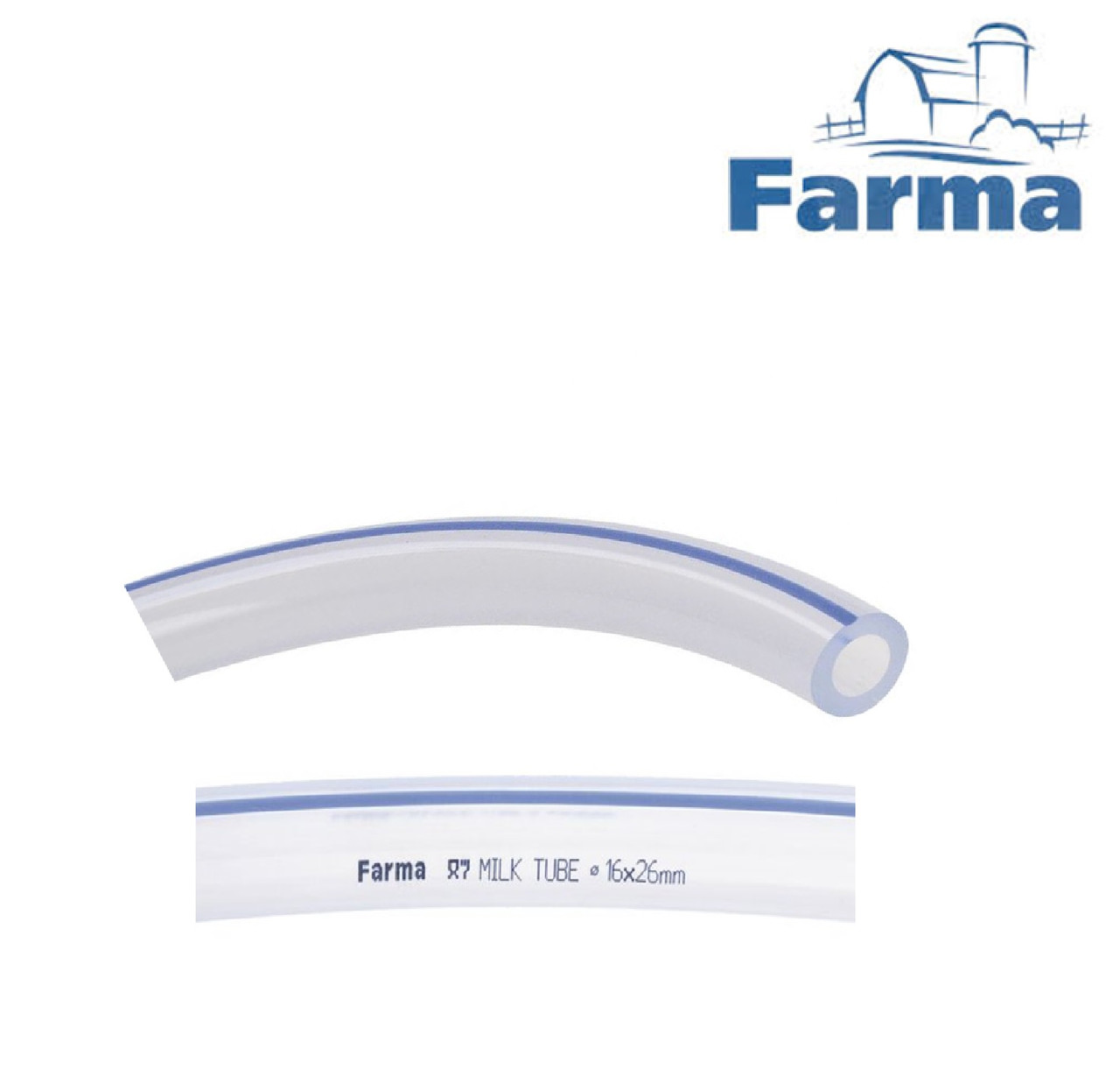 Шланг молочний 25м (Ø 16*26 мм), з харчового прозорого ПВХ FARMA (Нідерланди)