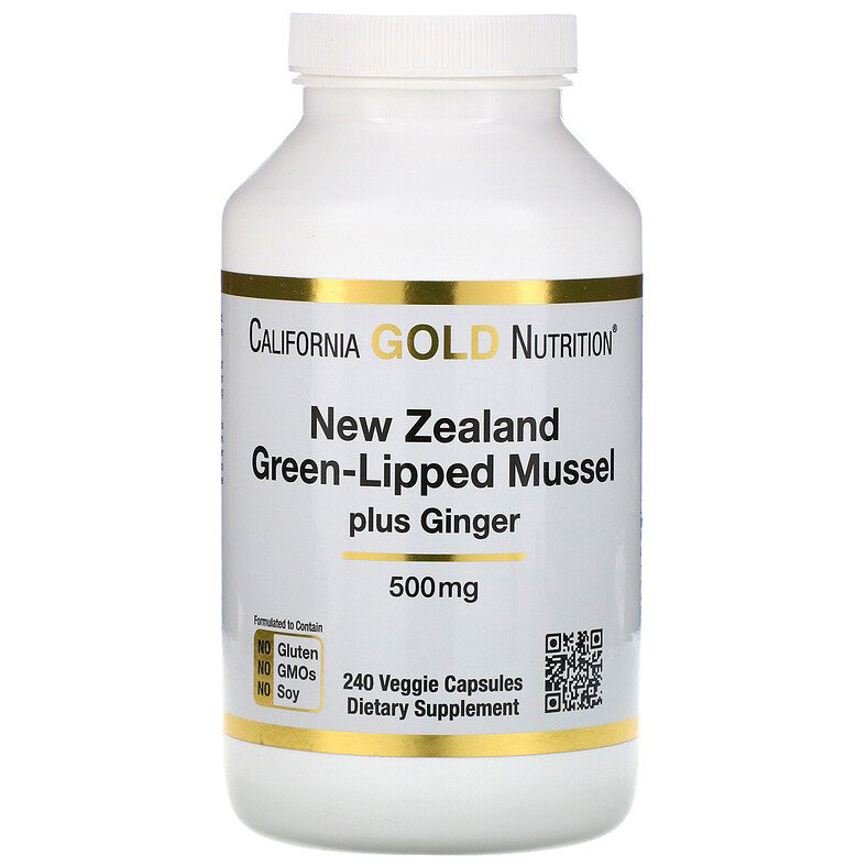 Новозеландський зеленувато-губий молюск California GOLD Nutrition "New Zealand Green-Lipped Mussel" (240 капсул), фото 1