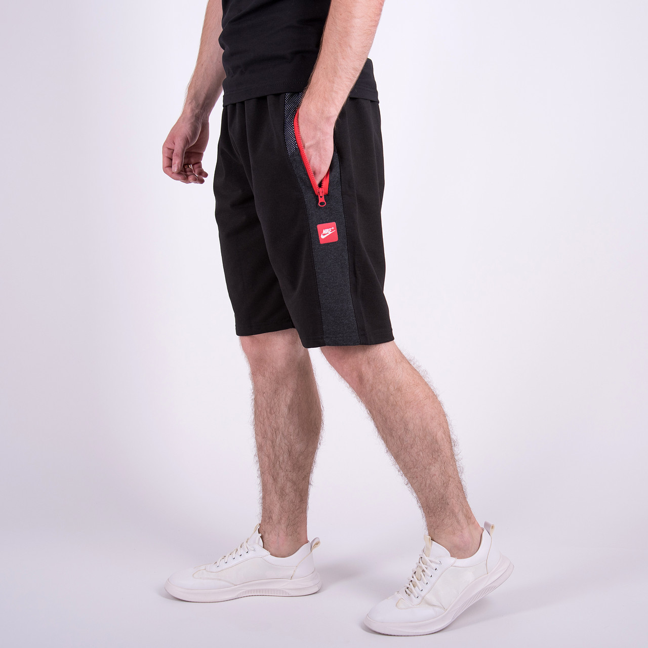 Чоловічі трикотажні шорти Nike, чорного кольору. - фото 1 - id-p1209039711