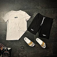 Футболка + шорты + тапки комплект набор костюм летний мужской стильный модный белый Off-White