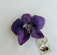 Заколка-брошка з фоамирана ручної роботи "Орхідея фіолетова"