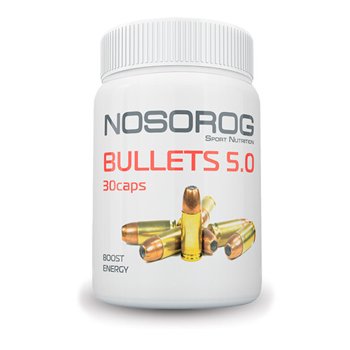 Передтренувальний комплекс Nosorog BULLETS 5.0 + DMAA, 30 капсул, фото 1