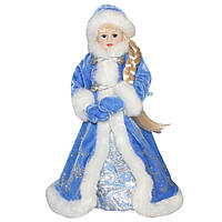 Новогодняя фигурка Снегурочка в голубой шубе, 35,5 см, голубой, керамика, текстиль (600052-2)