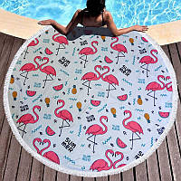 Круглое пляжное полотенце Фламинго и арбузик (150 см.)