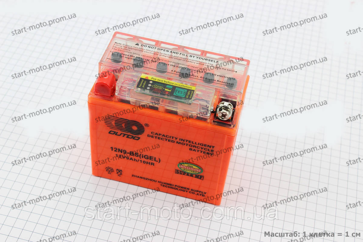 Акумулятор 12V 9Ah гелевий mod:12N9-BS (L135*W75*135) OUTDO 2022, фото 1