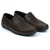 Мокасины мужские коричневые кожаные перфорация летняя обувь ETHEREAL Chelsea Brown Perf Leath