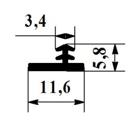 Ущільнювач для міжкімнатних дверей 12 мм під паз 3 мм