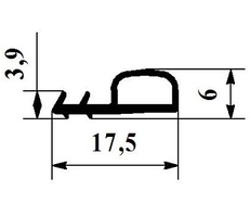 Ущільнювач для міжкімнатних дверей 12 мм під паз 3 мм