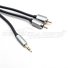 Аудіо кабель jack 3.5 mm to 2RCA (преміум якість), 1.8 м