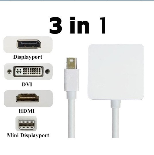 Адаптер конвертер 3 in 1 Apple mini DisplayPort to HDMI/DVI/DisplayPort все популярные выходы - фото 3 - id-p14058655